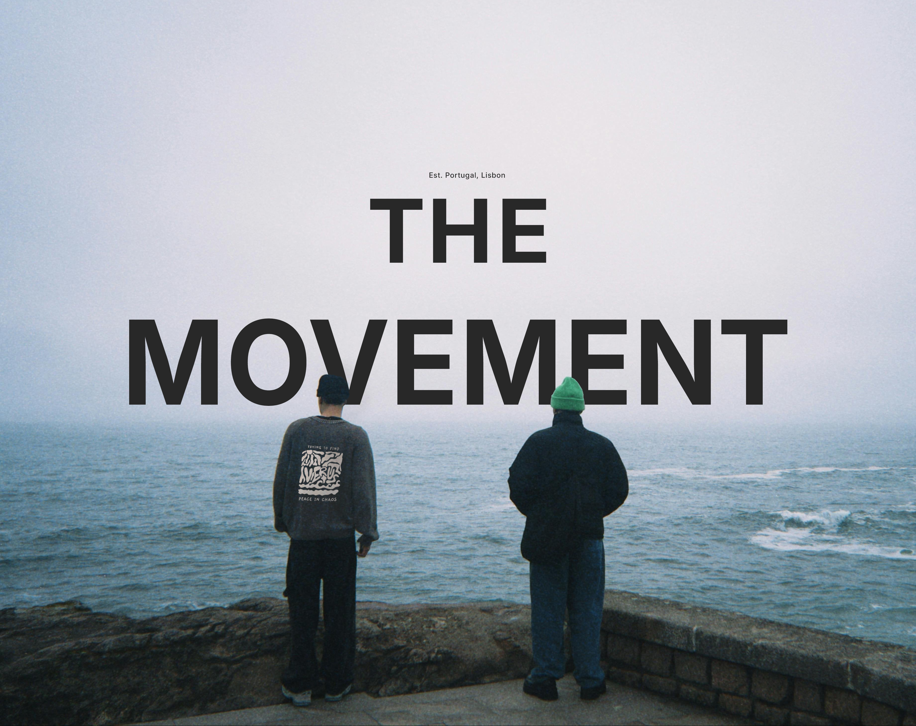 Two people standing on a pier looking out at the ocean with 'The Movement' text overlay.